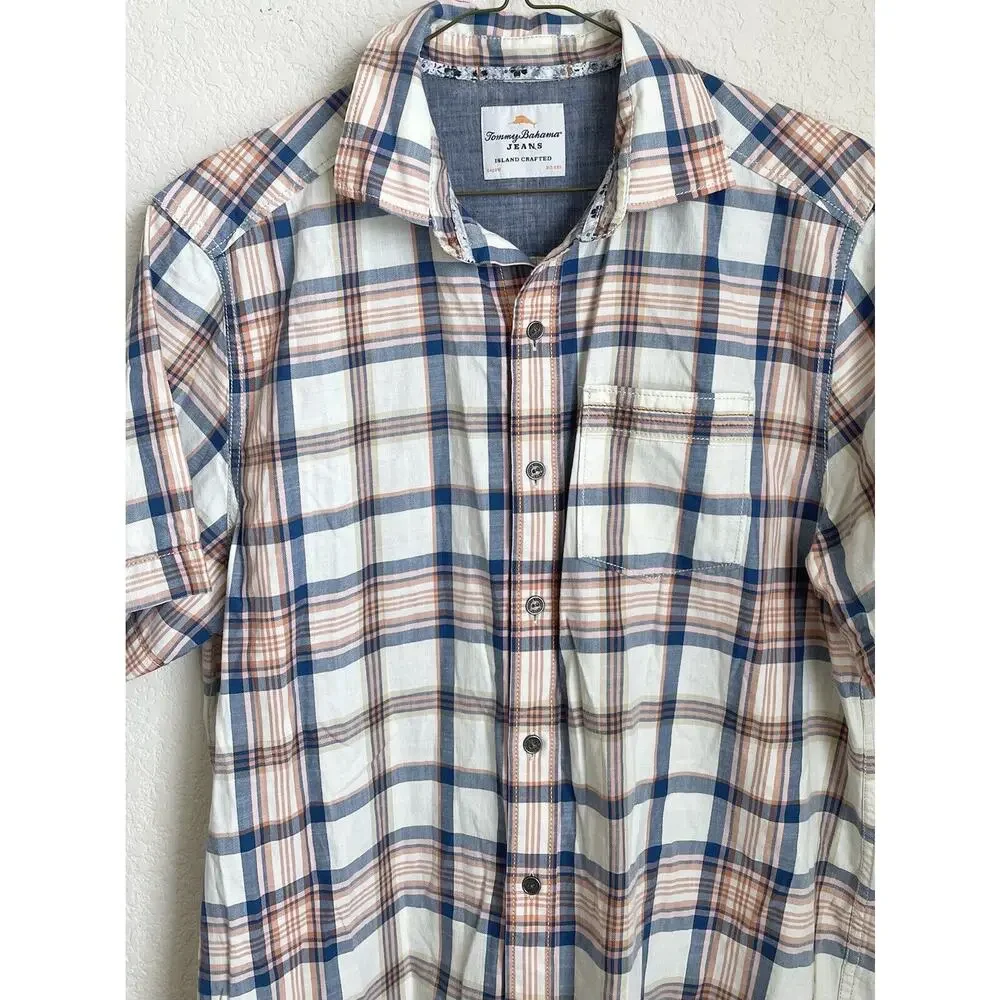 Tommy Bahama Mens Orange Striped Button Down Shirt Small 100% Cotton Pre-owned - Picture 3 of 12